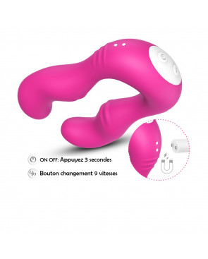 Vibromasseur Rose en forme de U double tête stimulateur point G - USK-V07PNK