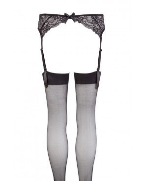 Porte-jarretelles en dentelle et bas noirs - R2340062