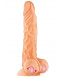 Gode réaliste veiné ventouse va-et-vient prépuce testicules billes mouvantes 22cm - CC514107
