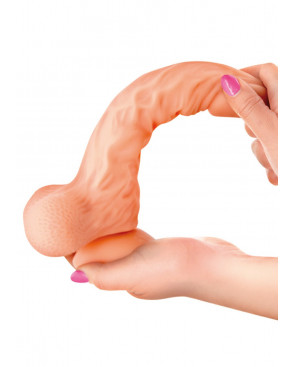 Gode réaliste veiné ventouse va-et-vient prépuce testicules billes mouvantes 18.5cm - CC514105