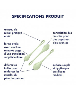 Set de 3 boules de geisha vert pastel Yoni Power 2 Satisfyer - CC597752