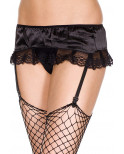Porte-jarretelles noir jupette satinée avec string - MH7723BLK