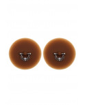 Paire de cache-tétons piercing barre demi-anneau faux diamant peau foncée - XP008F