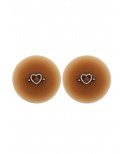 Paire de cache-tétons piercing barre coeur faux diamant peau métisse - XP004M
