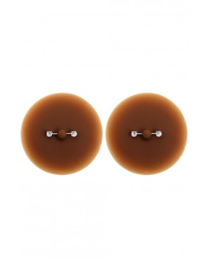 Paire de cache-tétons piercing barre faux diamant peau foncée - XP001F