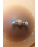 Paire de cache-tétons piercing barre faux diamant peau métisse - XP001M