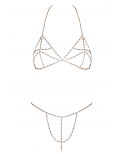 Soutien-gorge et string bijoux en chaînettes dorées et strass irisés - R24505186001