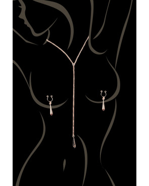 bijoux de corps, pinces de seins goutte et tour de cou chainette - SO-0184
