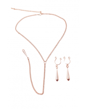 bijoux de corps, pinces de seins goutte et tour de cou chainette - SO-0184