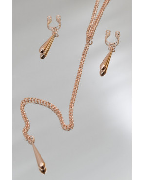 bijoux de corps, pinces de seins goutte et tour de cou chainette - SO-0184