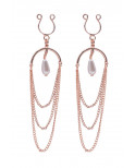 Bijoux de seins avec 3 chainettes doré rose et une perle - SO-0187