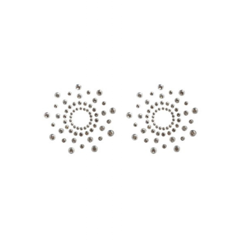 Paire de cache tétons adhésifs strass blanc - NP-1030WHT