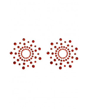 Paire de cache tétons adhésifs strass rouge - NP-1030RED