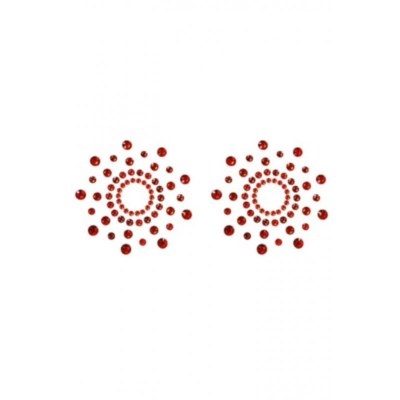 Paire de cache tétons adhésifs strass rouge - NP-1030RED