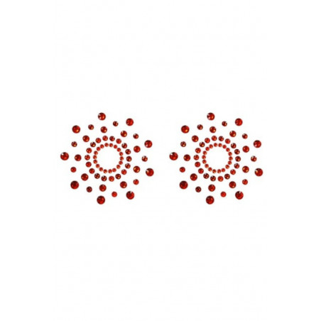 Paire de cache tétons adhésifs strass rouge - NP-1030RED