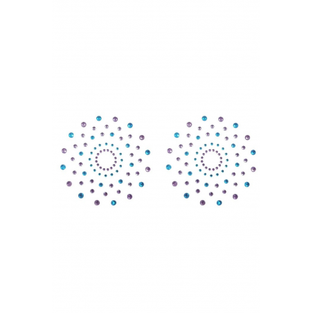 Paire de cache tétons adhésifs strass bleu et violet - NP-1020BLU