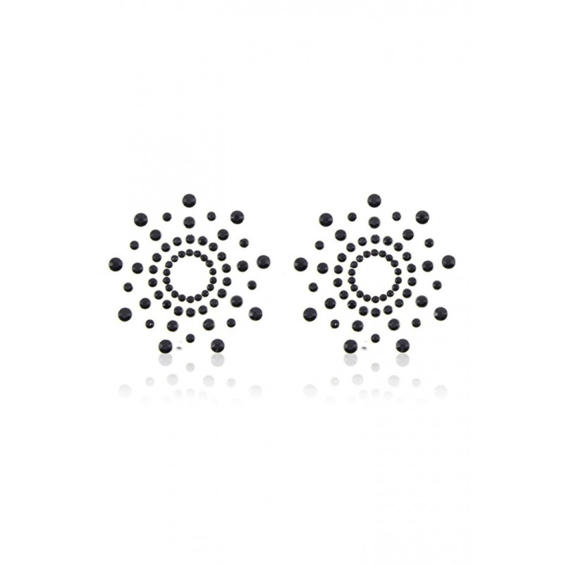 Paire de cache tétons adhésifs strass noir - NP-1030BLK