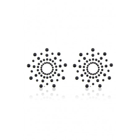 Paire de cache tétons adhésifs strass noir - NP-1030BLK