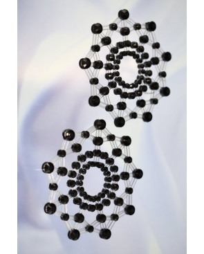 Paire de cache tétons adhésifs strass noir - NP-1030BLK