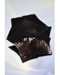 Paire de cache tétons adhésifs étoile pailletée sequin noir - NP-2024