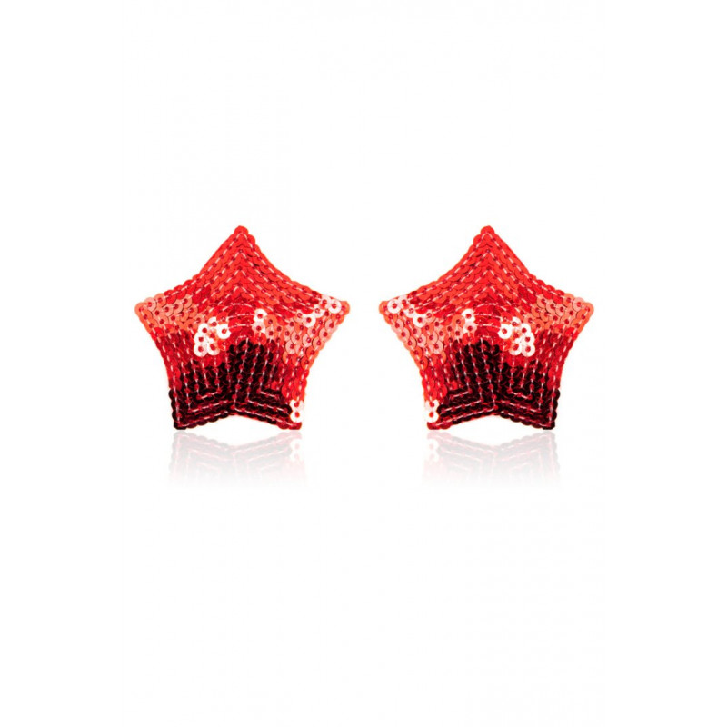 Paire de cache tétons adhésifs étoile pailletée sequin rouge - NP-2020