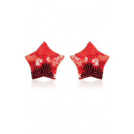Paire de cache tétons adhésifs étoile pailletée sequin rouge - NP-2020