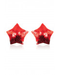 Paire de cache tétons adhésifs étoile pailletée sequin rouge - NP-2020