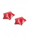 Paire de cache tétons adhésifs étoile pailletée sequin rouge - NP-2020