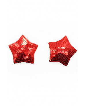 Paire de cache tétons adhésifs étoile pailletée sequin rouge - NP-2020