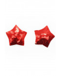 Paire de cache tétons adhésifs étoile pailletée sequin rouge - NP-2020