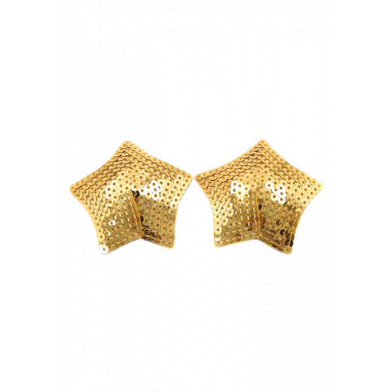 Paire de cache tétons adhésifs étoile pailletée sequin doré - NP-2016