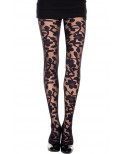 Collant noir imprimé floral - MH7344BLK