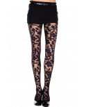 Collant noir imprimé floral - MH7344BLK