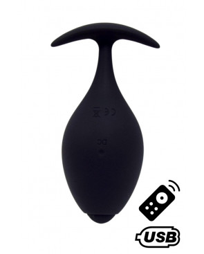 BABA, Plug vibrant anal noir USB, avec télécommande - BQ131BLK