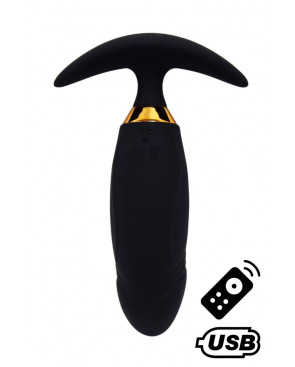 PEACH, Plug Vibrant noir long USB avec télécommande, dans un silicone médical doux et lisse - B72BLK
