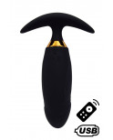 PEACH, Plug Vibrant noir long USB avec télécommande, dans un silicone médical doux et lisse - B72BLK