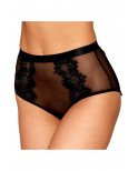 Culotte en résille et dentelle noire avec jarretelles roses - DG1485BLK