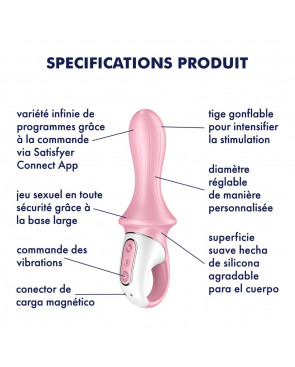 Vibromasseur anal gonflant connecté rose USB Air Pump Booty 5 Satisfyer - CC597803