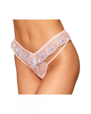 String avec broderie florale rose avec taille en forme de « V » - DG1495ROS