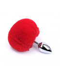 Plug anal aluminium avec pompon rouge Taille S - RY-001MPJ-018RED