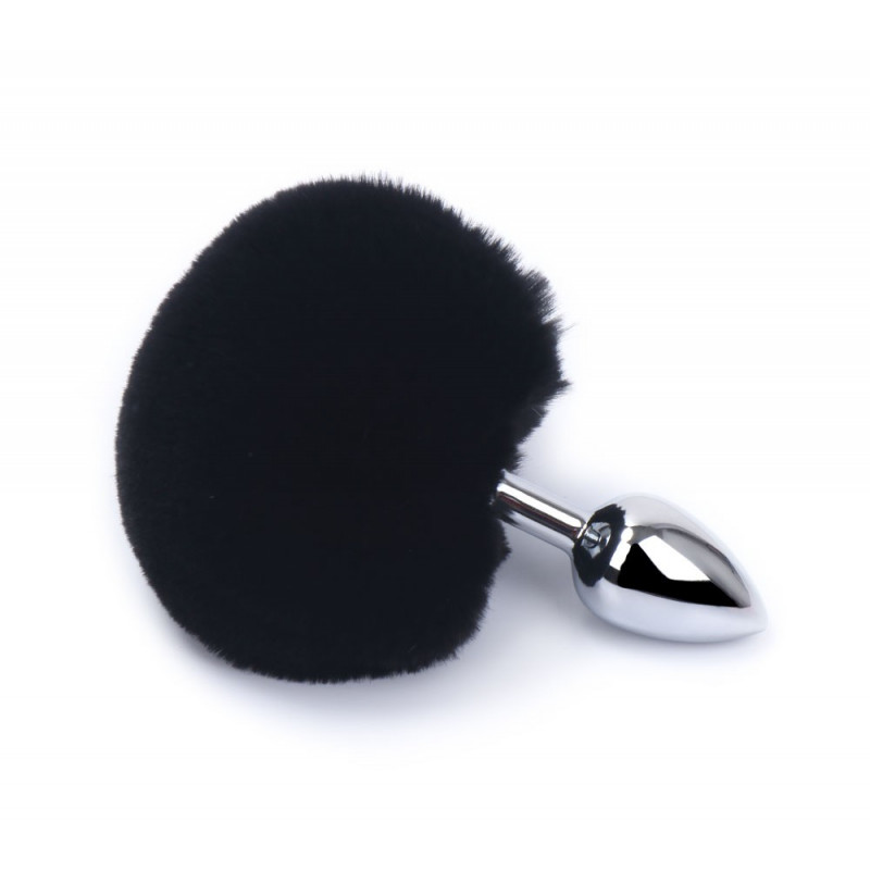 Plug anal aluminium avec pompon noir Taille S - RY-001MPJ-018BLK
