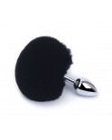 Plug anal aluminium avec pompon noir Taille S - RY-001MPJ-018BLK