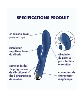 Vibromasseur rabbit USB tête rotative bleu Spinning Rabbit 1 Satisfyer - CC597856