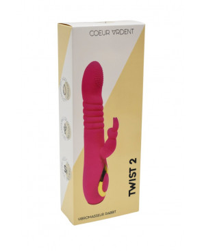 TWIST 2 Rose, Vibromasseur Rabbit va-et-vient USB en silicone médical, doté de 18 modes de stimulation - BQ587PNK