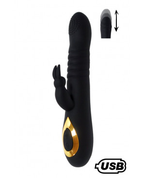 TWIST 2 Noir, Vibromasseur Rabbit va-et-vient USB en silicone médical, doté de 18 modes de stimulation - BQ587BLK