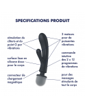2 en 1 Vibromasseur rabbit et wand noir USB Triple Lover Satisfyer - CC597825