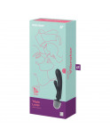 2 en 1 Vibromasseur rabbit et wand noir USB Triple Lover Satisfyer - CC597825