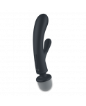 2 en 1 Vibromasseur rabbit et wand noir USB Triple Lover Satisfyer - CC597825