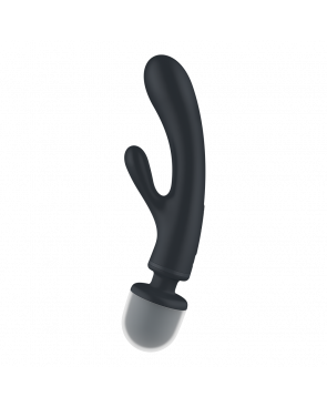 2 en 1 Vibromasseur rabbit et wand noir USB Triple Lover Satisfyer - CC597825