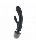 2 en 1 Vibromasseur rabbit et wand noir USB Triple Lover Satisfyer - CC597825